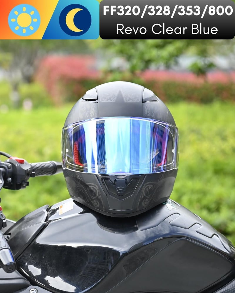 Logto Compatible with LS2 FF353/320/328/800 Helmets Visor Tint Replacement Motorcycle Helmet Face Shield (Revo Clear Blue) - Image 3